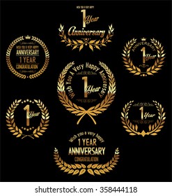 Anniversary golden laurel wreath 1 year