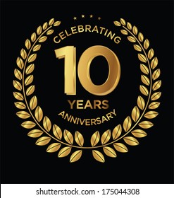 Anniversary golden laurel wreath, 10 years