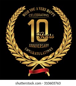 Anniversary golden laurel wreath 10 years