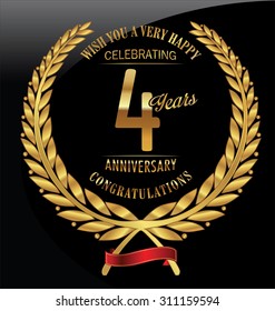 Anniversary golden laurel wreath 4 years