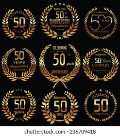 Anniversary golden laurel wreath design, 50 years