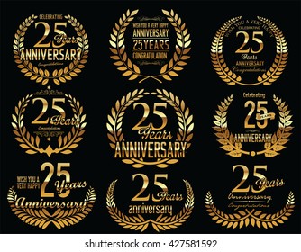 Anniversary Golden Laurel wreath retro vintage collection 25 years