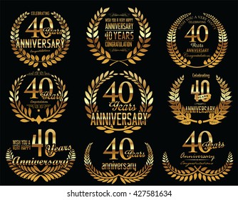 Anniversary Golden Laurel wreath retro vintage collection 40 years