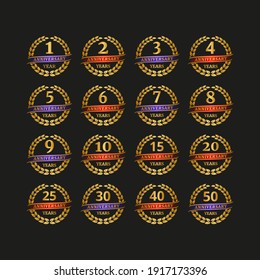Anniversary golden laurel wreath set.