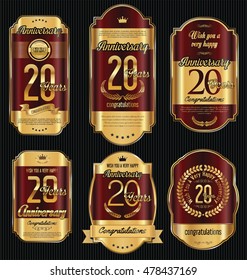 Anniversary golden retro vintage labels collection 20 years