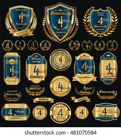 Anniversary golden retro vintage labels collection