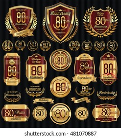 Anniversary golden retro vintage labels collection