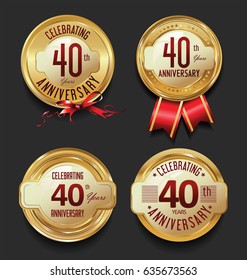 Anniversary golden retro vintage labels collection