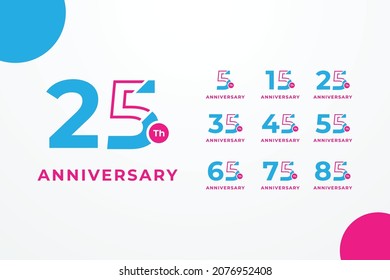 Anniversary Gradient Set Number Background For Celebration