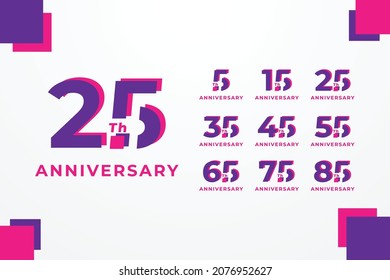 Anniversary Gradient Set Number Background For Celebration