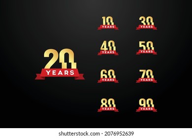 Anniversary Gradient Set Number Background For Celebration