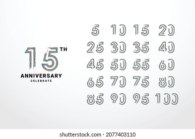 Anniversary Gradient Set Number Background For Celebration