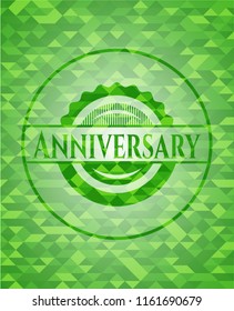 Anniversary green emblem with mosaic background