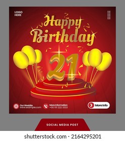 Anniversary or happy birthday text effect background layout for social media template and banner