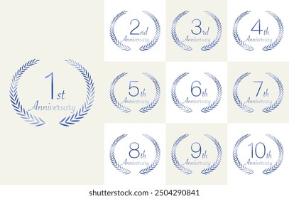 Anniversary icon set using laurel.