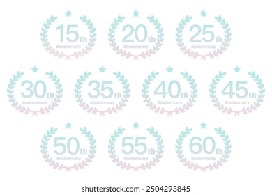 Anniversary icon set using laurel.