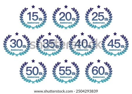 Anniversary icon set using laurel.