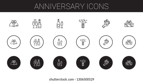 anniversary icons set. Collection of anniversary with gift, champagne, confetti, gifts. Editable and scalable anniversary icons.