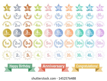Anniversary icons set. Vector illustration.