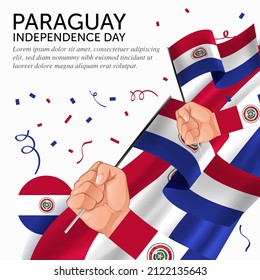 Anniversary Independence Day Paraguay. Banner, Greeting card, Flyer design. Poster Template Design