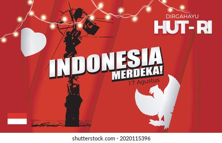 Anniversary Independence Day of the Republic of Indonesia. indonesia merdeka. (English translation: Indonesian independence). Illustration Poster Template Design