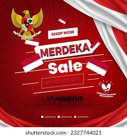 Anniversary Independence Day of the Republic Indonesia. Dirgahayu Indonesia. Merdeka sale (English translation: Indonesian Independence, Independence day sale). for Poster Template