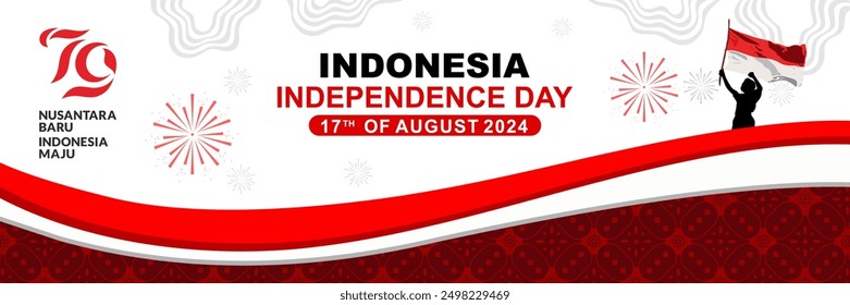 Anniversary of Independence Day of the Republic of Indonesia.
79th Anniversary of Republic of Indonesia Independence day background with batik pattern and official logo. Dirgahayu 79 RI Background.