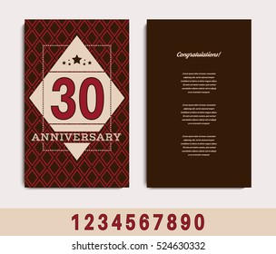 Anniversary invitation/greeting card template. Vector illustration.