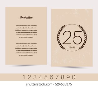 Anniversary invitation/greeting card template. Vector illustration.