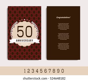 Anniversary invitation/greeting card template. Vector illustration.