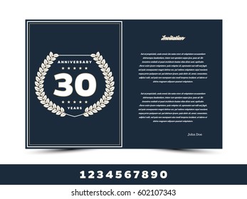 Anniversary invitation/greeting card template. Vector illustration.