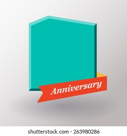 Anniversary   label with ribbon. Flat design.