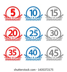 Anniversary label stock, flat design, Colorful set label, vector