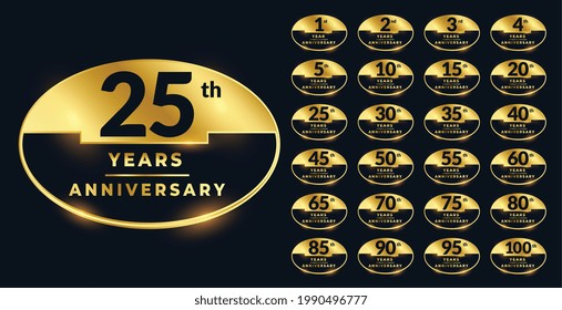 Anniversary Labels Golden Color Set Stock Vector (royalty Free 