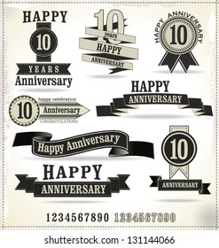 Anniversary labels in retro style