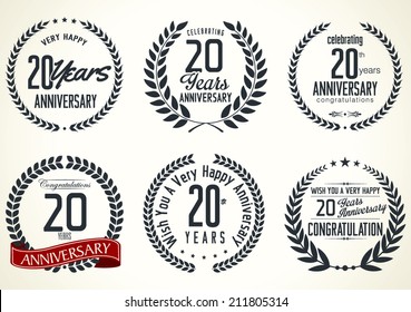 Anniversary laurel wreath design, 20 years
