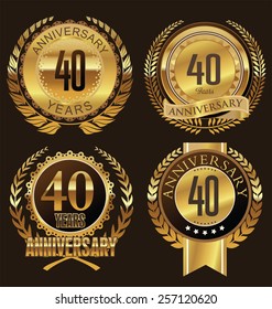 Anniversary laurel wreath retro labels, 40  years