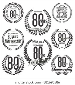 Anniversary laurel wreath retro vintage design 80 years