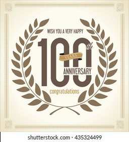 Anniversary Laurel wreath retro vintage collection 100 years