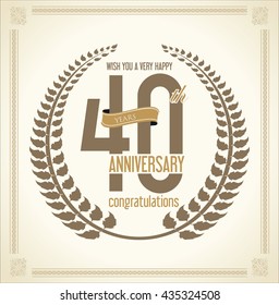 Anniversary Laurel wreath retro vintage collection 40 years