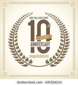 Anniversary Laurel wreath retro vintage collection 10 years