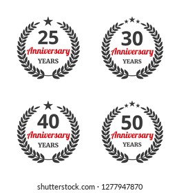 Anniversary laurel wreath set on white background. Vector illustration
