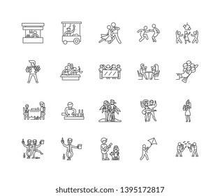 Anniversary line icons, signs, vector set, outline illustration concept 