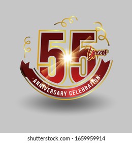 anniversary logo with 55 years anniversary ribbon