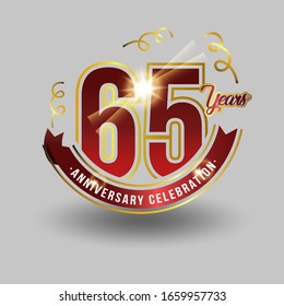 anniversary logo with 65 years anniversary ribbon