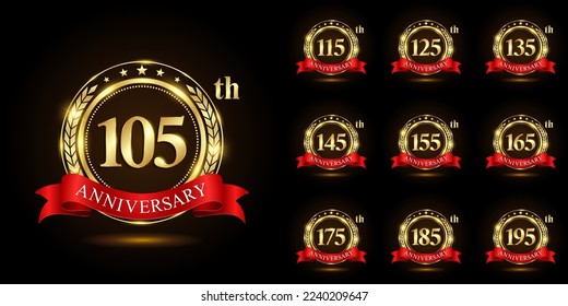 Anniversary Logo Collection. Set of Anniversary Logo Design with Golden Numbers for Celebration Event, Wedding, Invitation Card, Greeting Card, Logo Vector Illustration