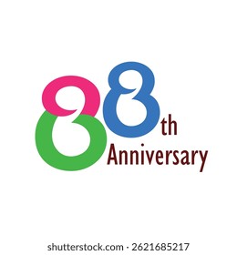 Anniversary logo with creative style. Can be used for 88th anniversary events. It has four colors.