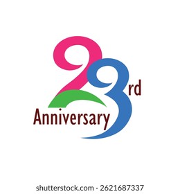 Anniversary logo with creative style. Can be used for 23rd anniversary events. It has four colors.