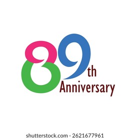 Anniversary logo with a decorative style. Suitable for 89 th anniversary events. It has four colors.