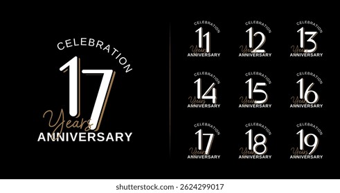 Anniversary logo design collections. Birthday symbol with elegant and classic style for celebration template. Age vector illustration